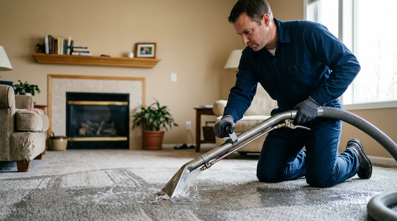 Water damage restoration technician working near Covington, KY